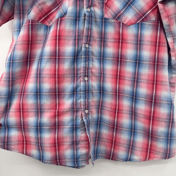 Canyon Guide Shirt Men Large Red Blue Plaid Snap Button Up Short Sleeves Western - Picture 4 of 11